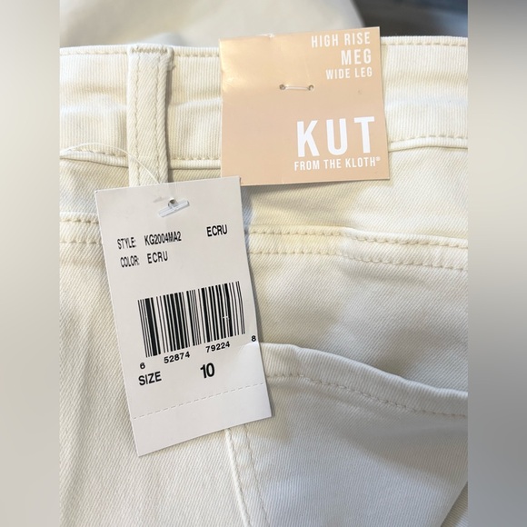 NWT Kut From the Kloth Meg High Rise Wide Leg Pants Jeans Ecru Cream Size 10 NEW - Picture 12 of 14